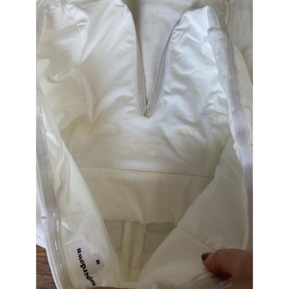 Superdown Gianna Sweathart Split Gown White Maxi Formal Holiday Black Tie Medium - Picture 6 of 14